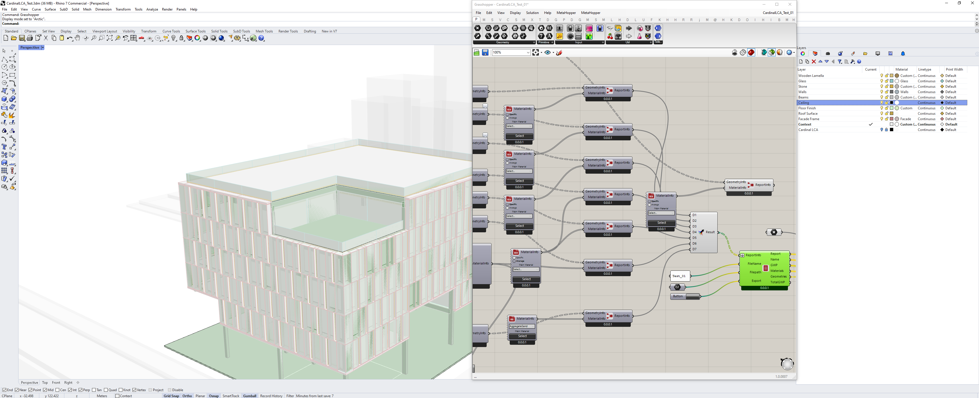 Screenshot from the plugin showing a rendering and systems analysis.