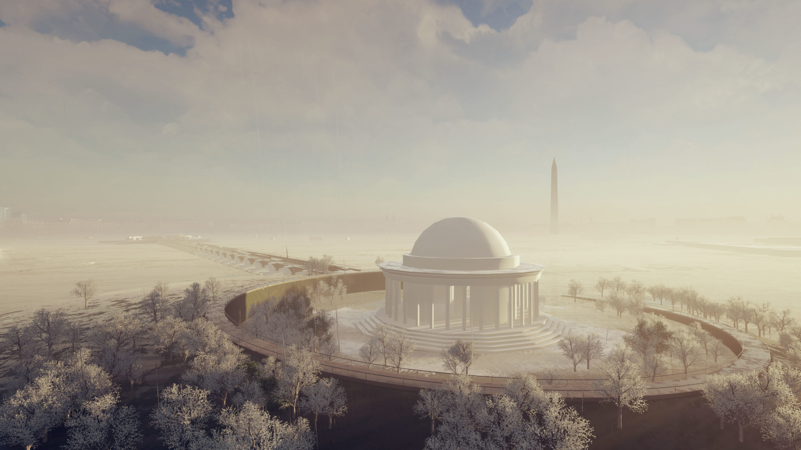 Rendering of the bridge from the Jefferson Memorial.