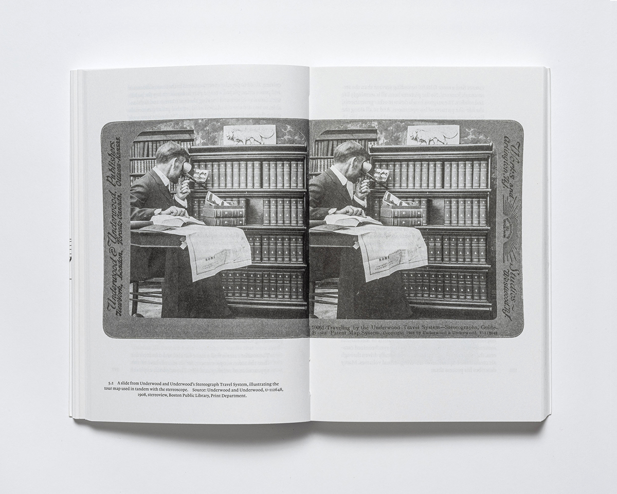 Spread from Witt's new book Formuations. Old photograph of person in library.
