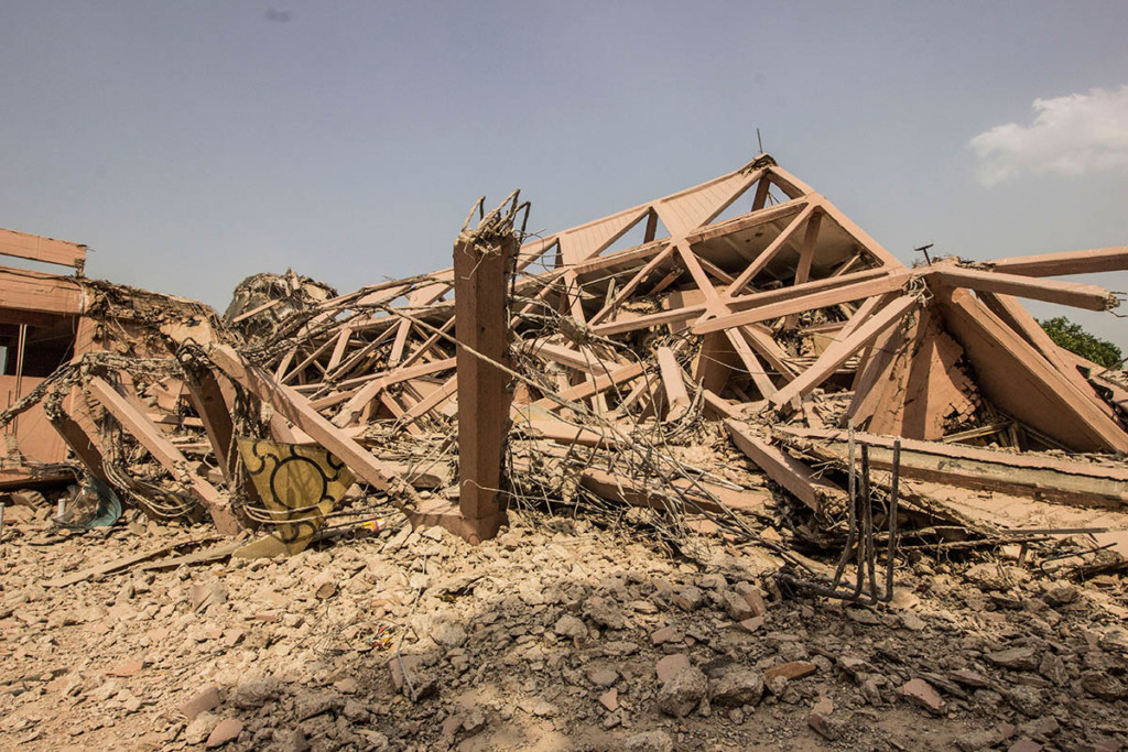 Ruins of a building.