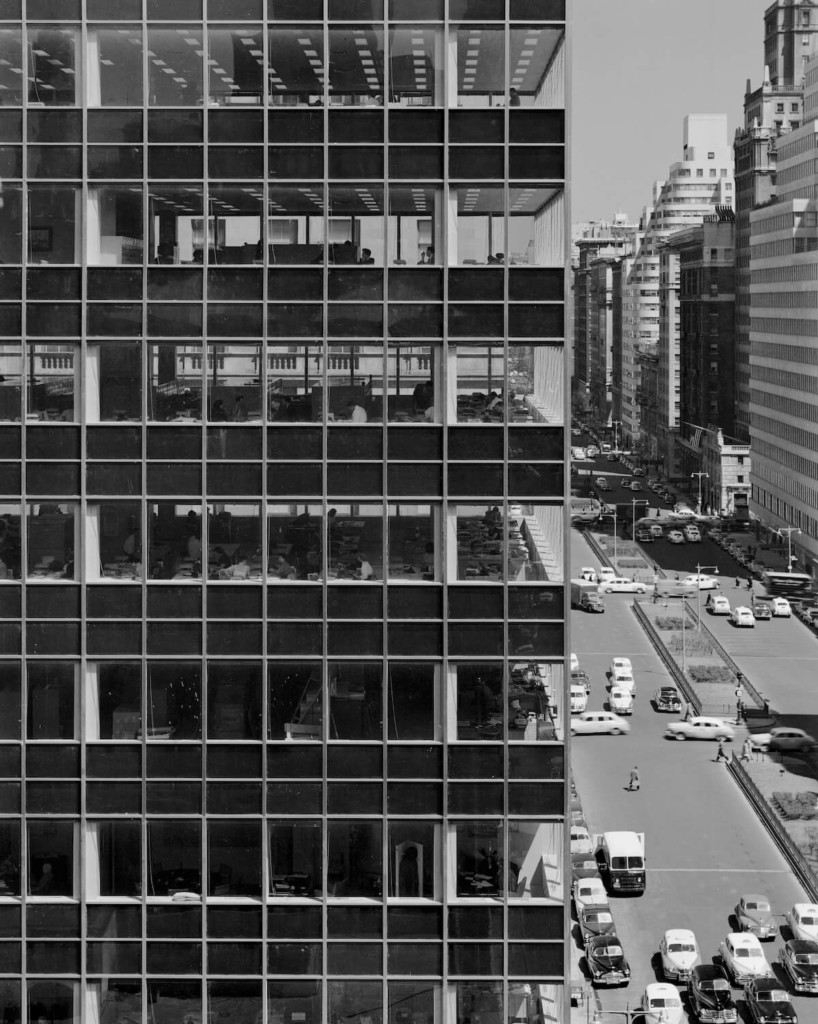 Black and white archival photograph of upper floors of the Lever building.