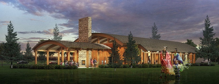 Exterior rendering of building in nature.