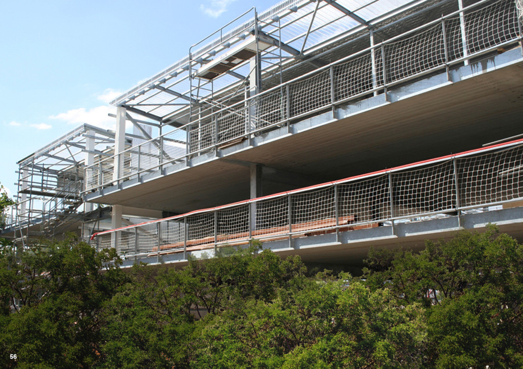 Exterior view of horizontal building in nature