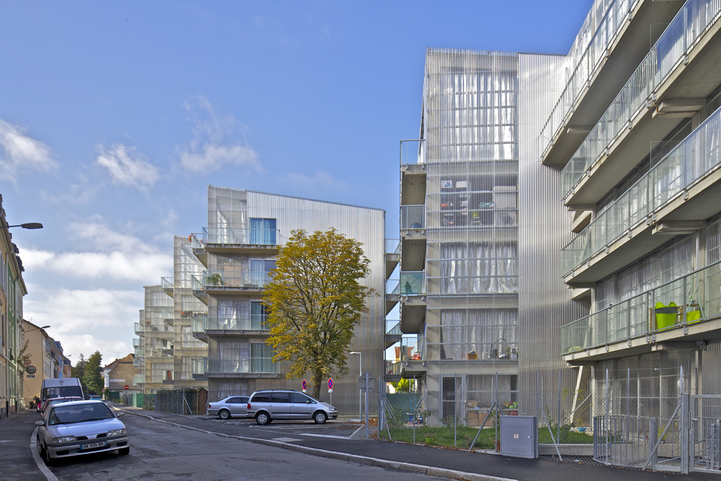 Exterior street view of Lacaton & Vassal's 59 residences