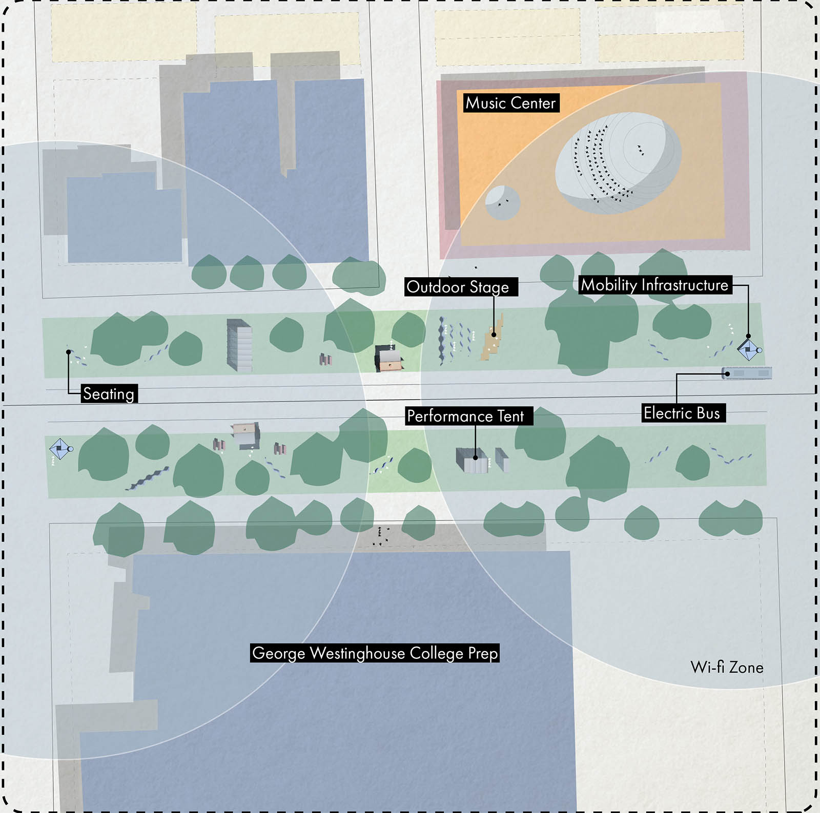 Closeup map of a park section