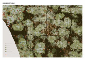 Map showing food desert issue across LA.