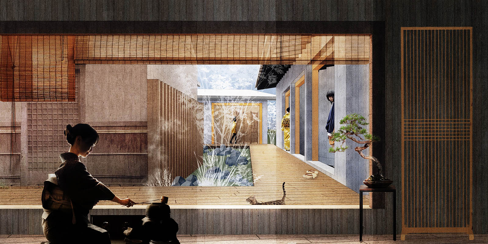 Rendering of interior space in Tokyo