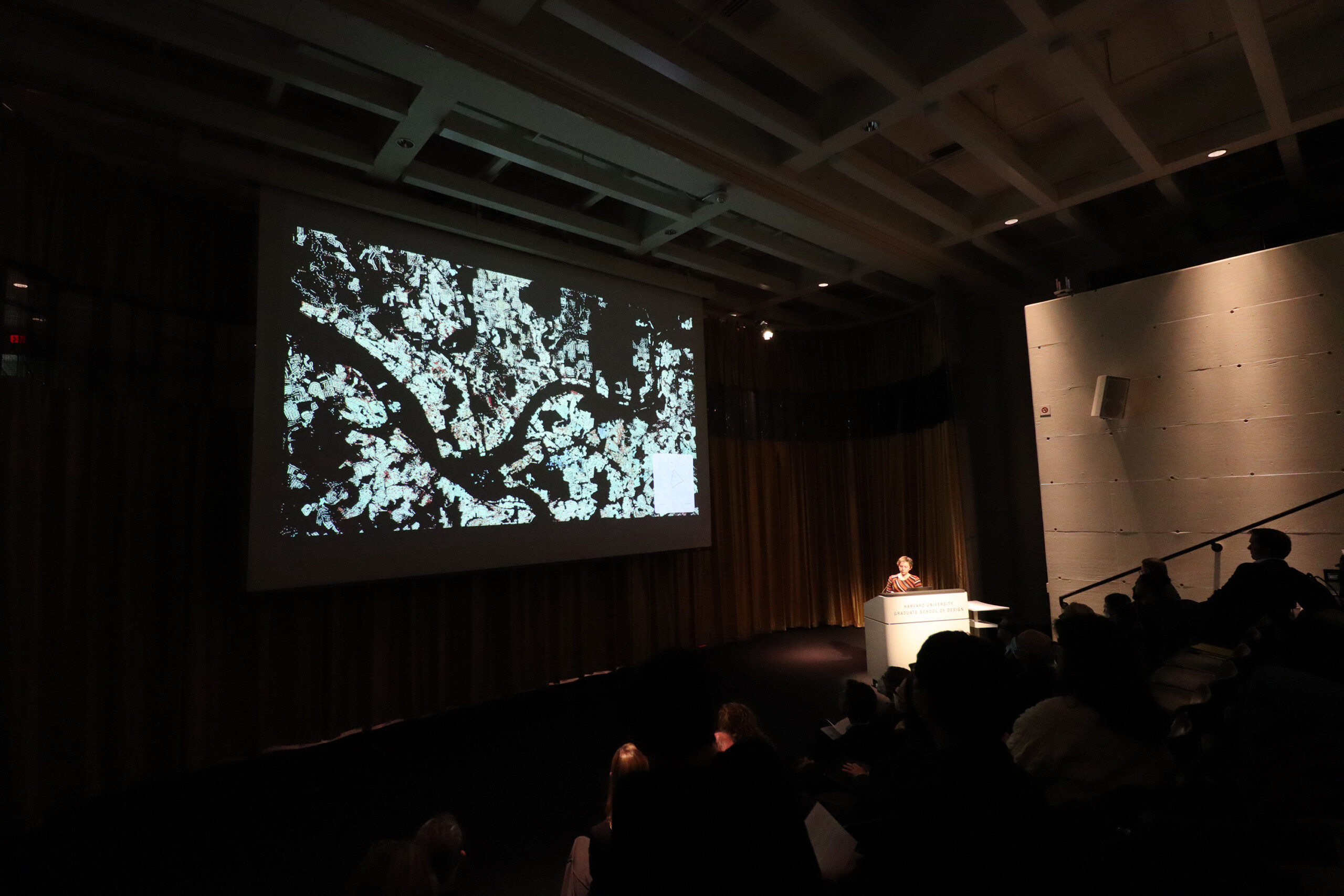 Carole Voulgaris lectures in Piper Auditorium.