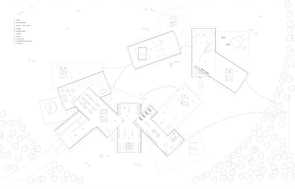 Monotone floor plan showing overlapping built forms.