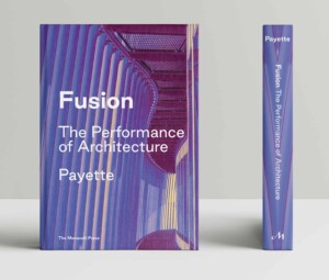 Purple front cover and spine of Fusion: The Performance of Architecture.