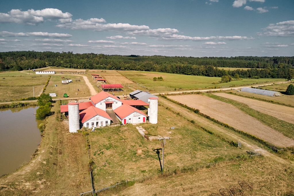 Aerial photo of a farm