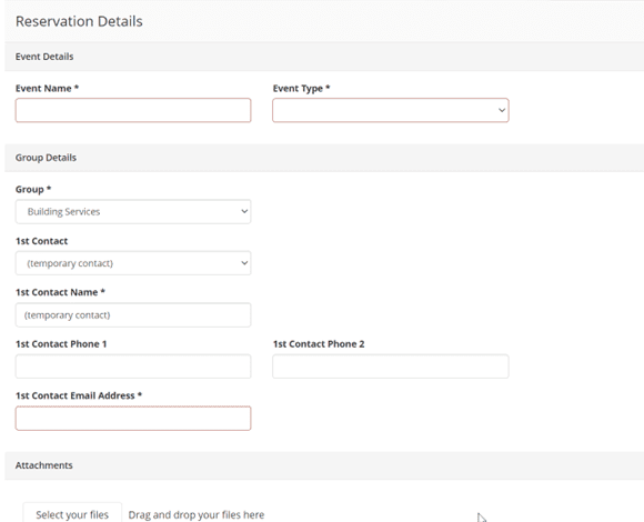 The reservation details form.