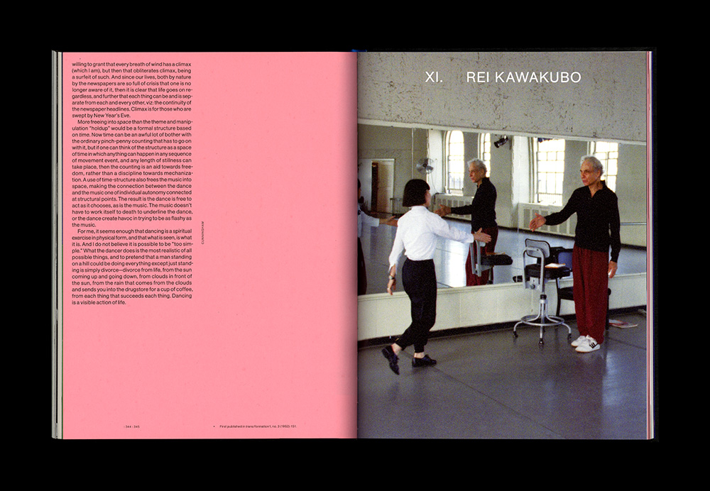 Spread from the exhibition catalog "Merce Cunningham: Common Time"