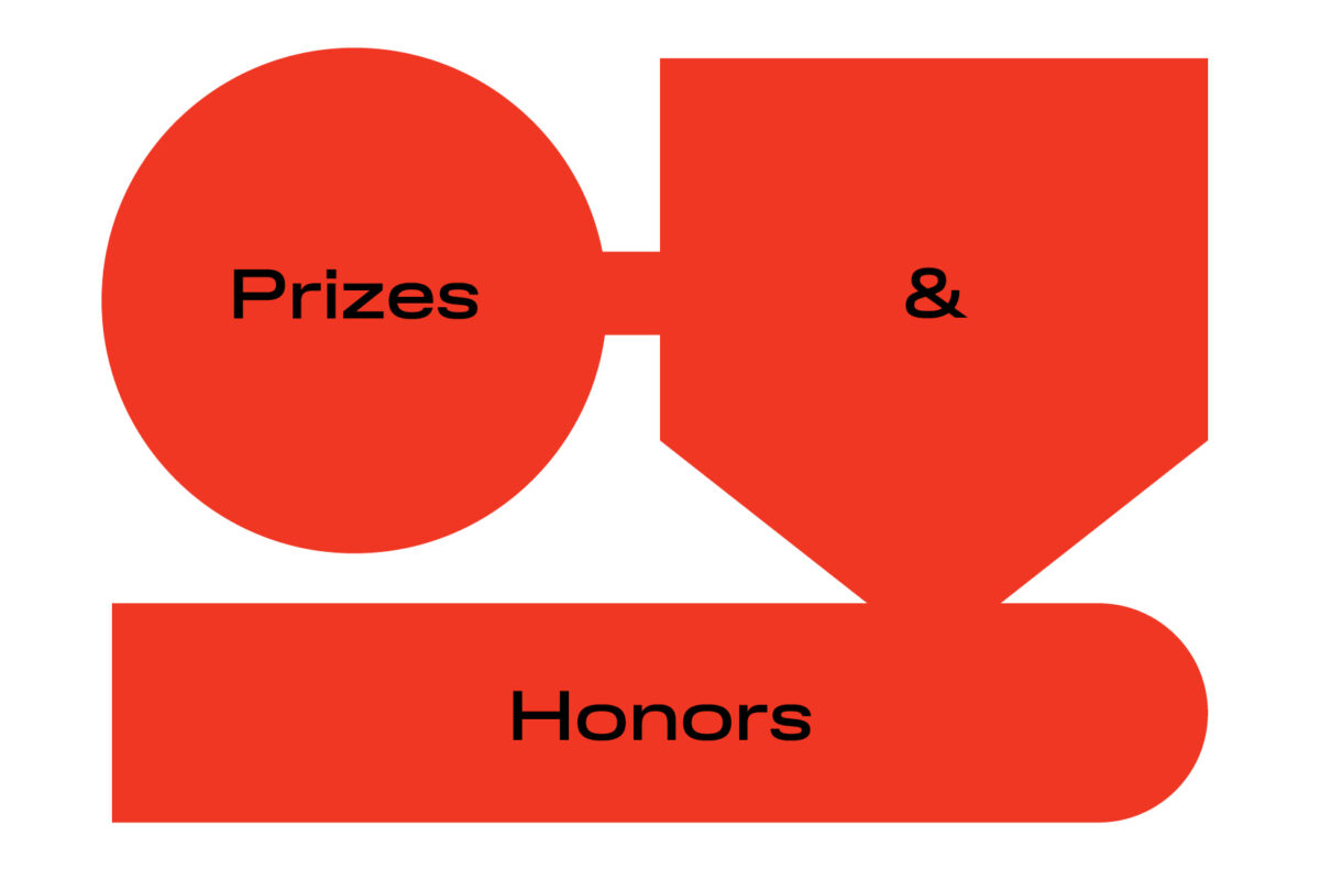 A red-and-white logo for Prizes and Honors
