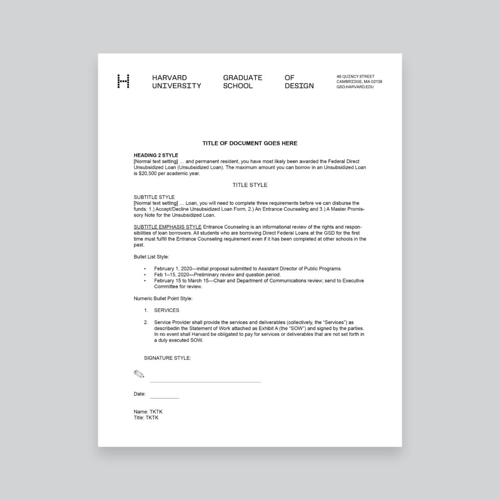 Screenshot of the GSD's new document with letterhead template.
