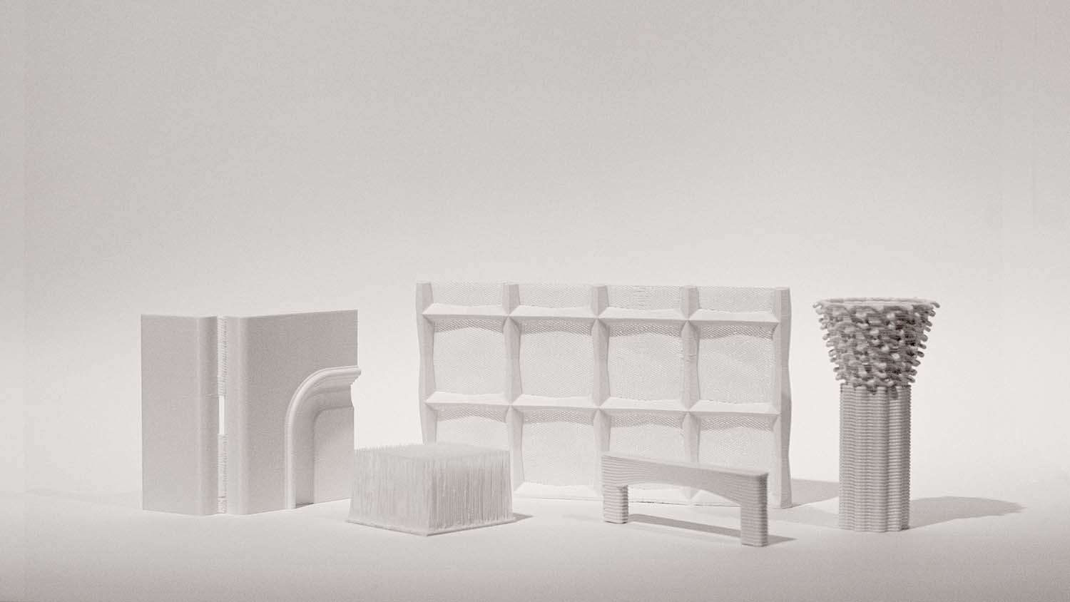 White 3D models of architectural elements
