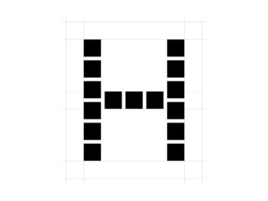 A grid showing the letter H comprised of black squares. 