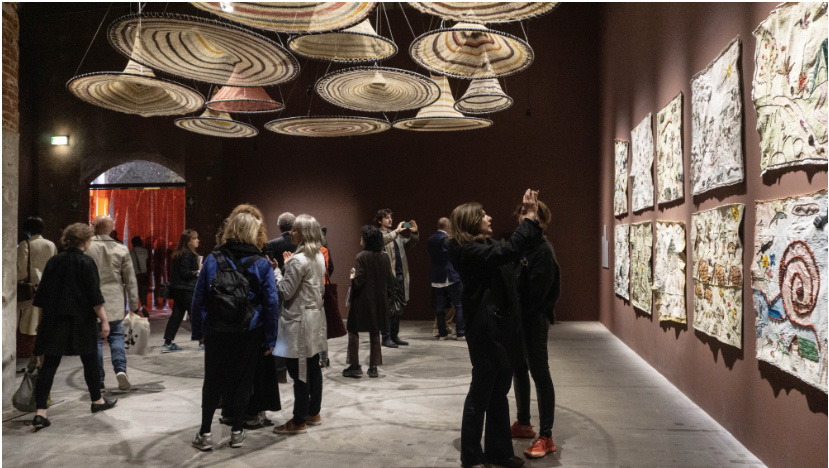 An installation view of "Surfacing — The Civilised Agroecological Forests of Amazonia" at the Venice Architecture Biennale.