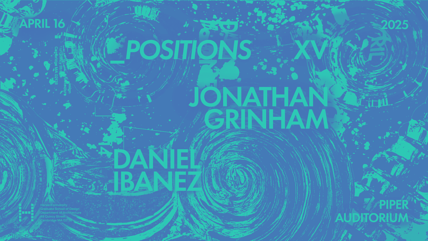 Blue and turqouise poster for Positions event.