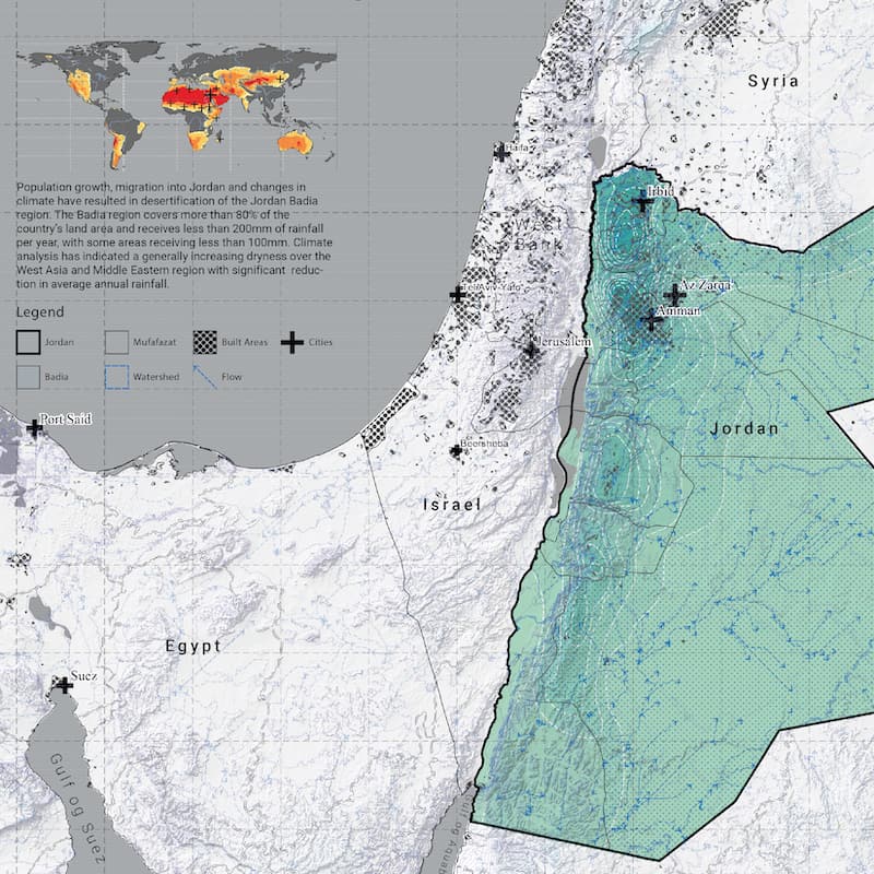 Map of Egypt, Israel, Jordan, and Syria.