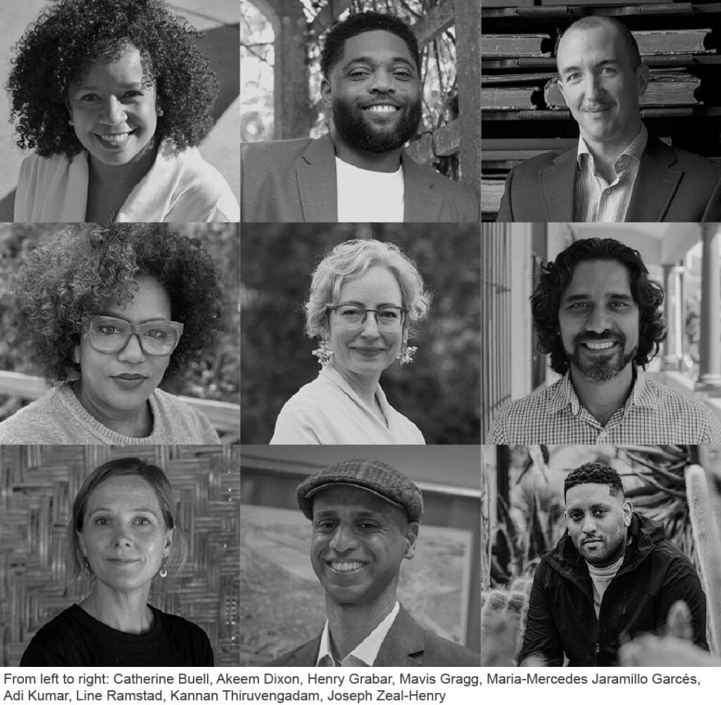 Black and white headshots of 9 Loeb Fellows in a tile configuration.