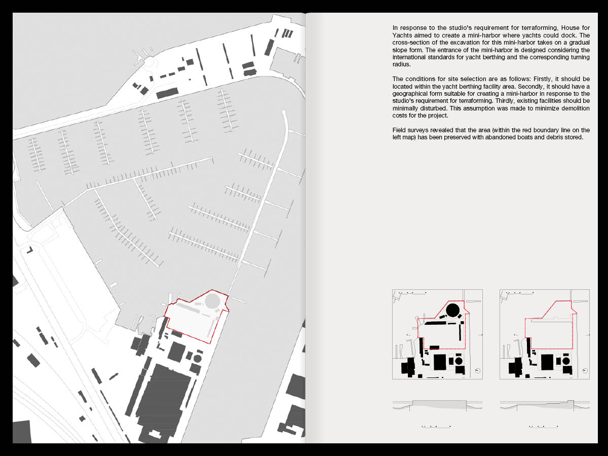 A site plan showing a marina.