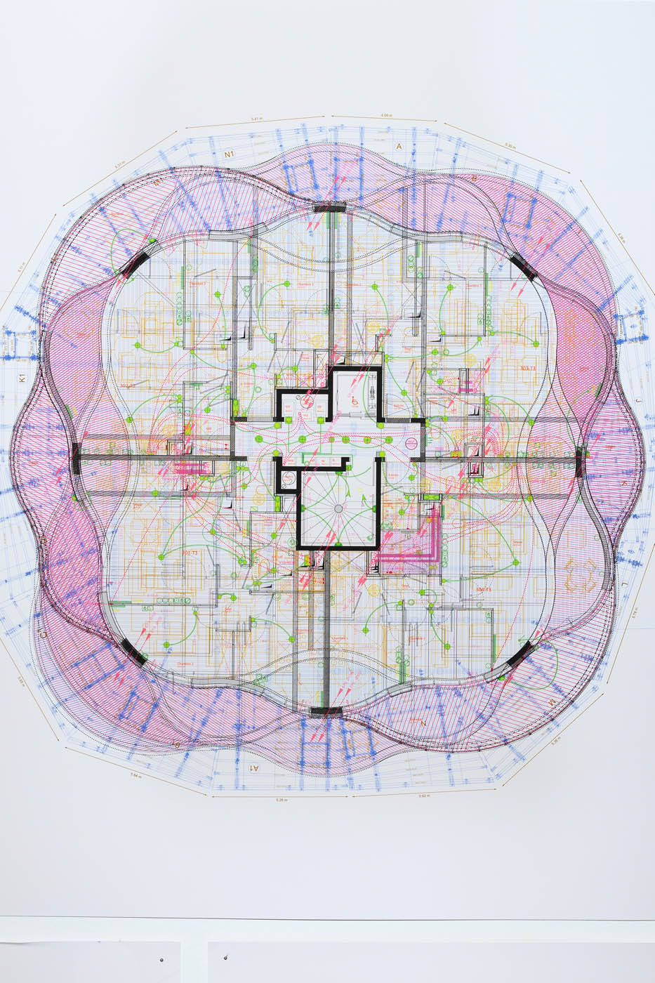 a plan drawing of a building and it's systems in layers
