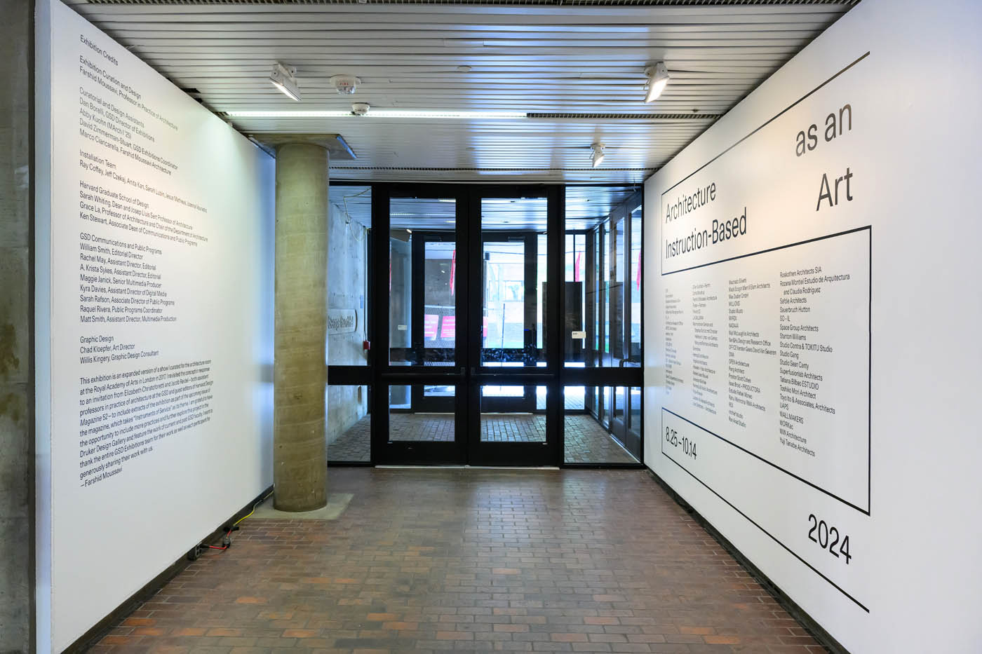 Exit flanked by a credits list and introduction