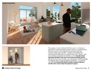 Renderings of individual units, which are family-oriented