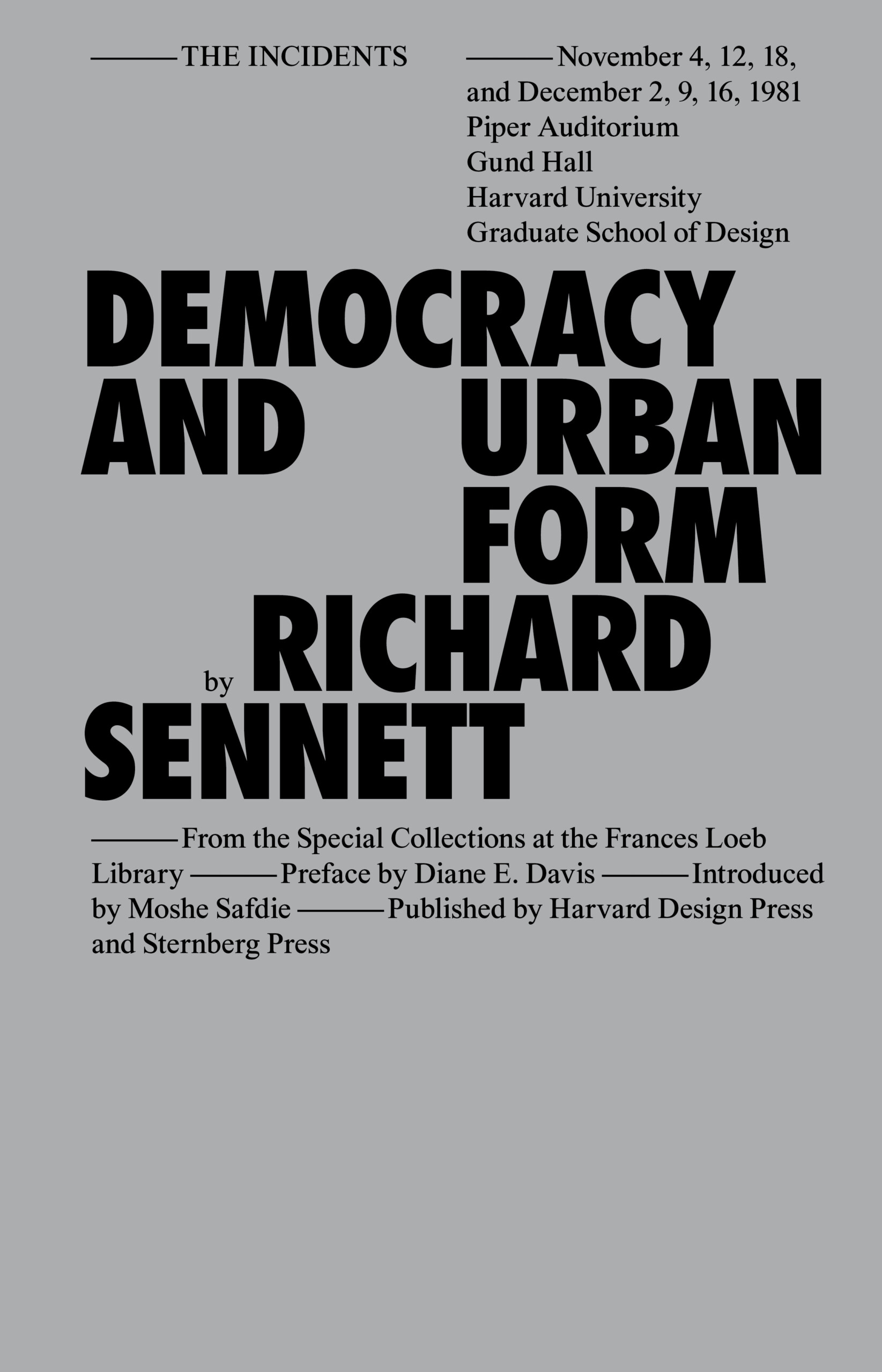 Gray cover with title "Democracy and Urban Form"