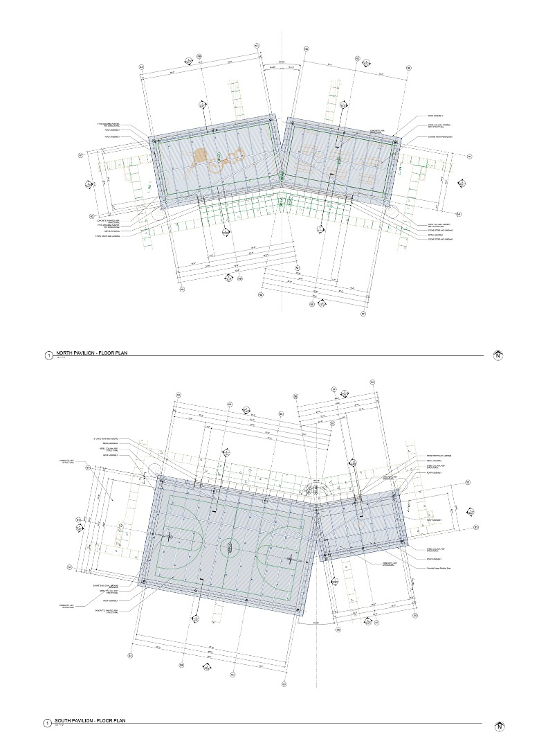A drawing showing the plan for a park and shade pavilion in Oklahoma.