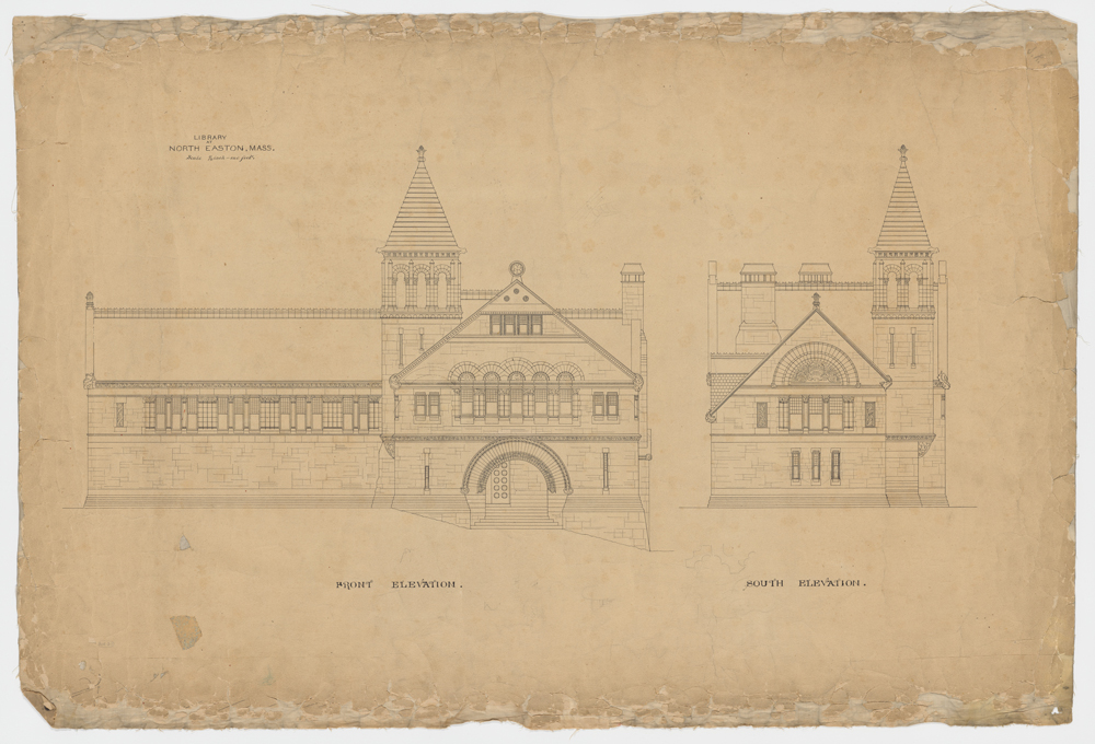Elevation of romanesque revival library