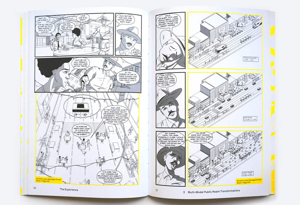 spread of architectural graphic novel