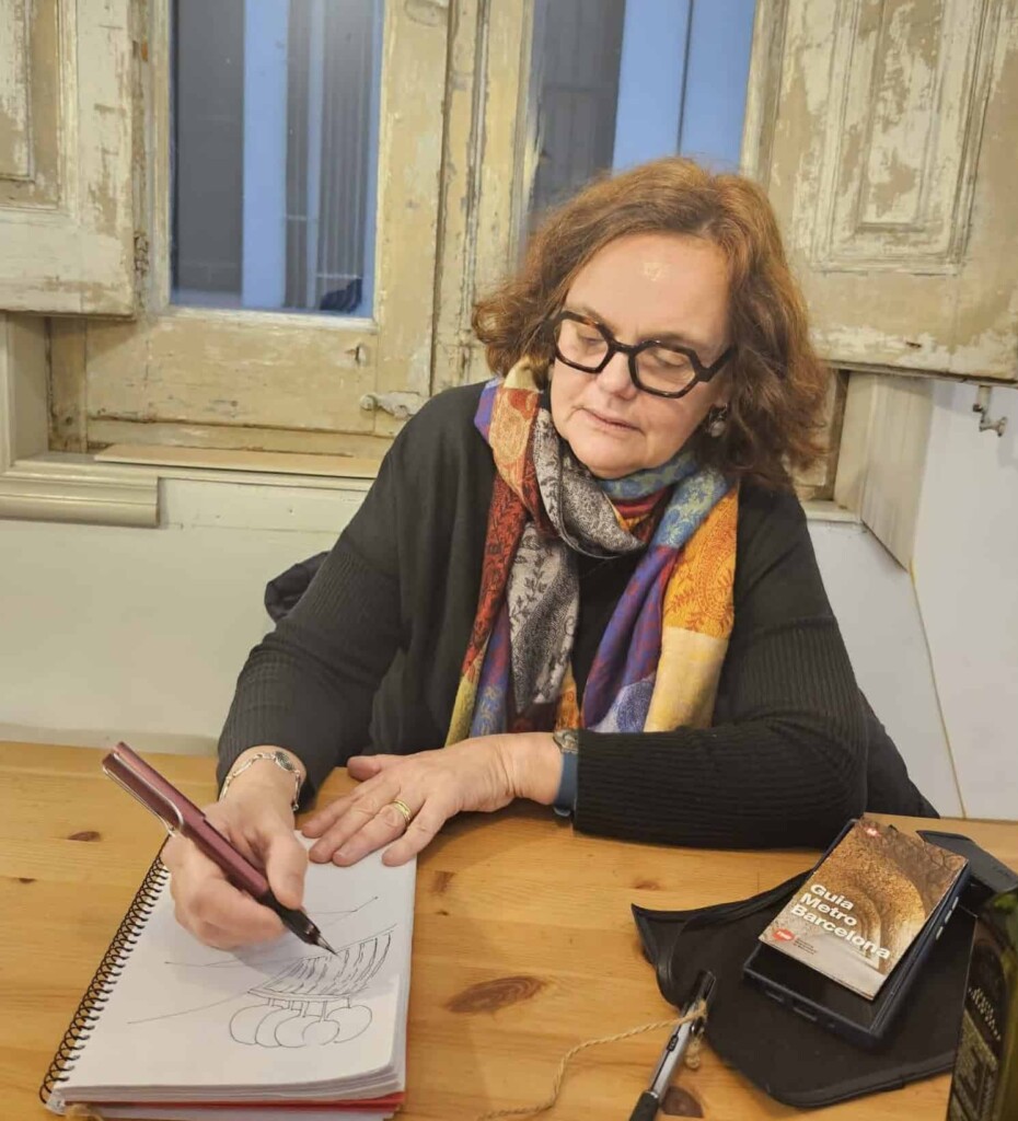 Portrait of speaker Tarna Klitzner drawing on a notepad with a window behind her.