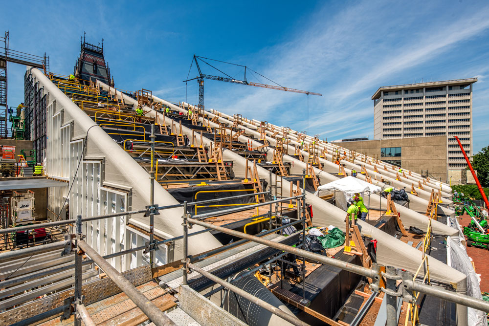 Gund roof under construction