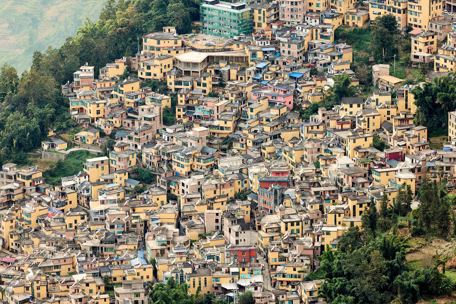 Houses clustered together on a mountain