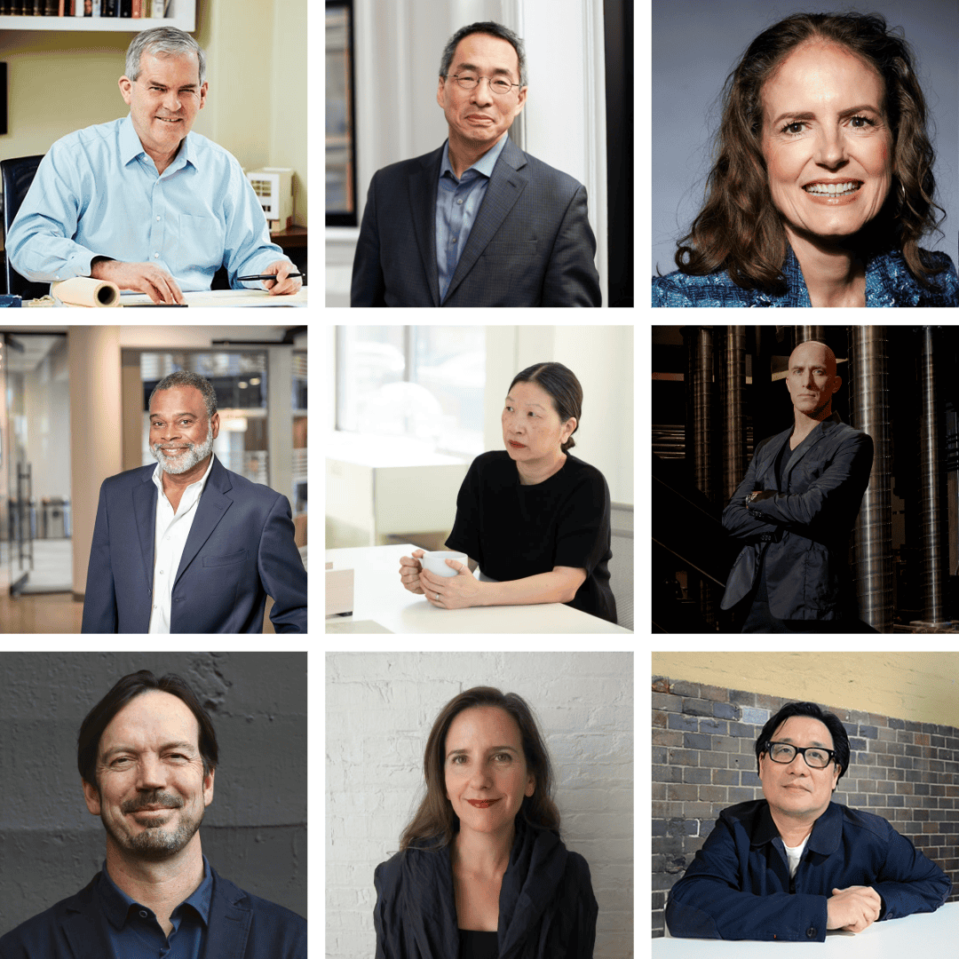 Grid showcasing the 9 headshots of GSD alumni