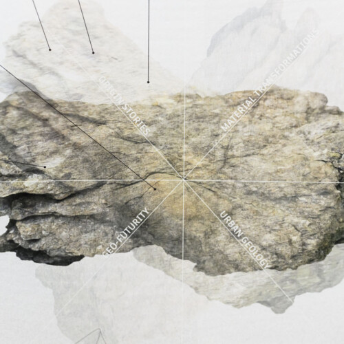 drawing of rock with radial annotations