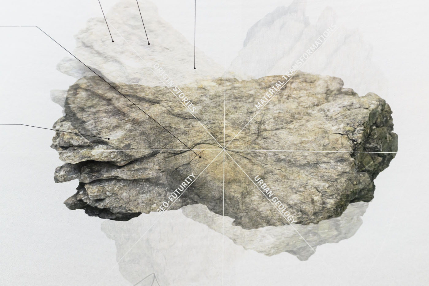 drawing of rock with radial annotations