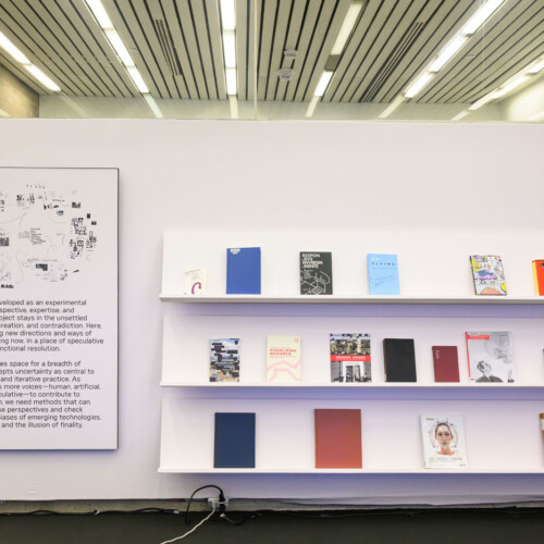 books on shelves next to explanatory text and image
