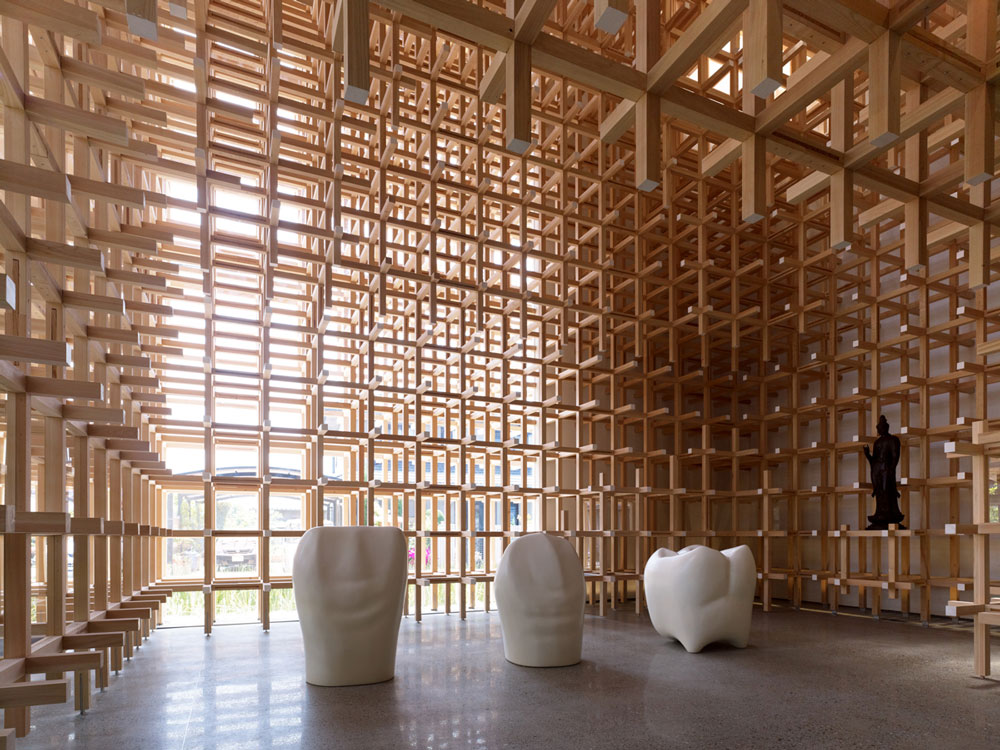 A delicate wooden frame makes up structure of a room