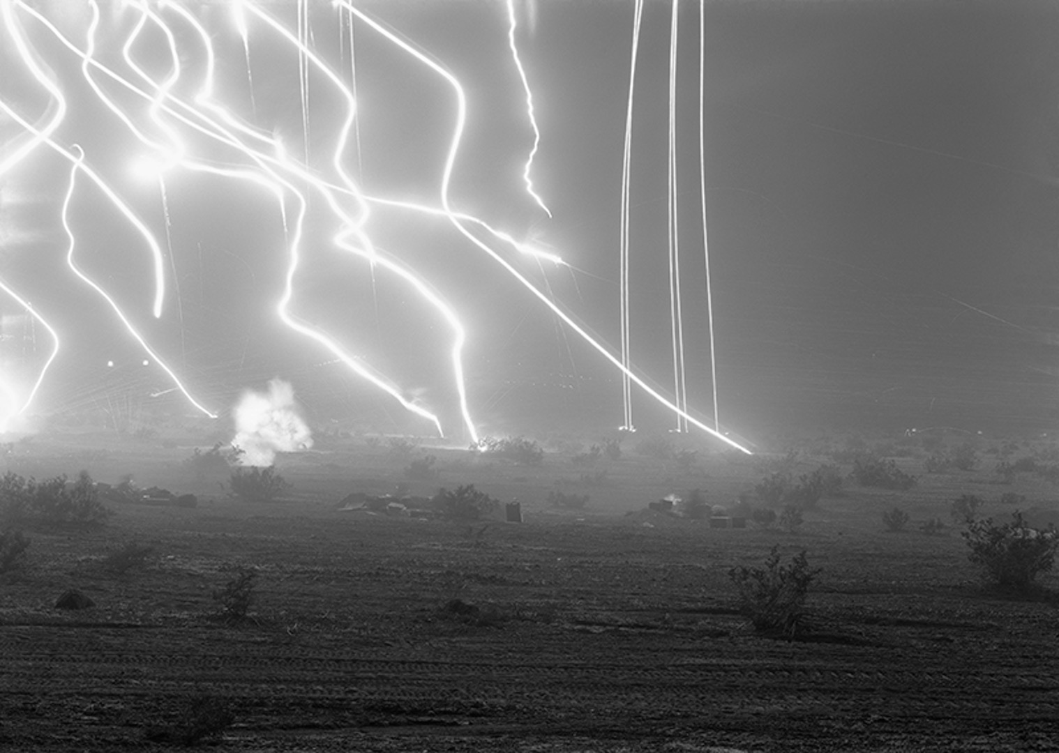 lights shoot into the sky from the ground