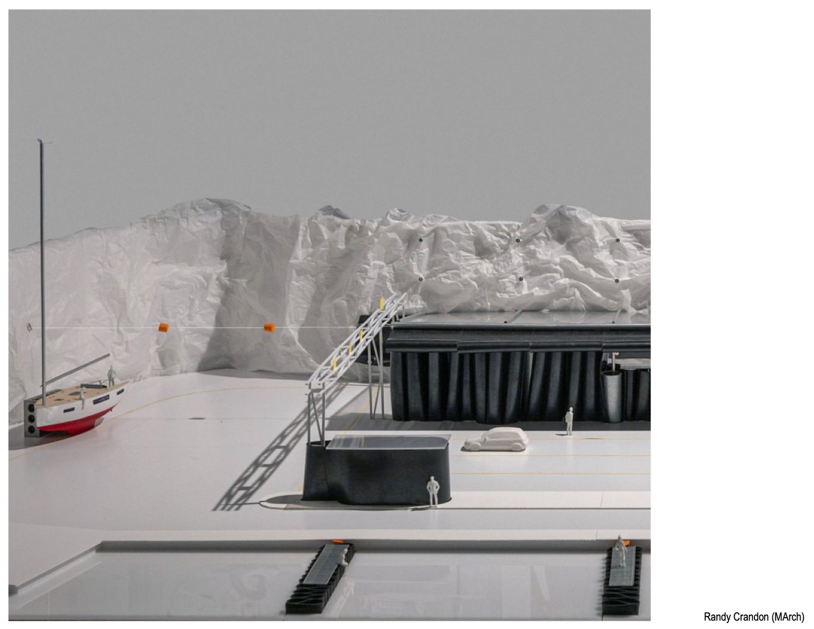 model of a wintry ferry crossing