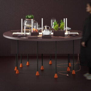 table with items on top