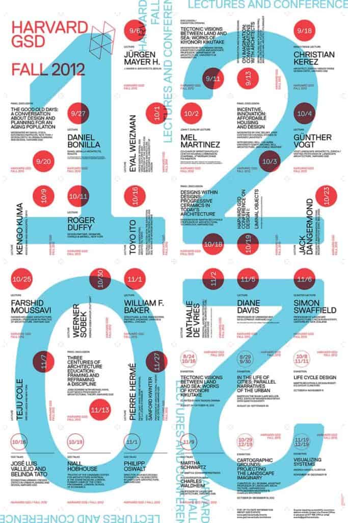 2012-13 GSD Public Programs Fall Poster designed by NORM
