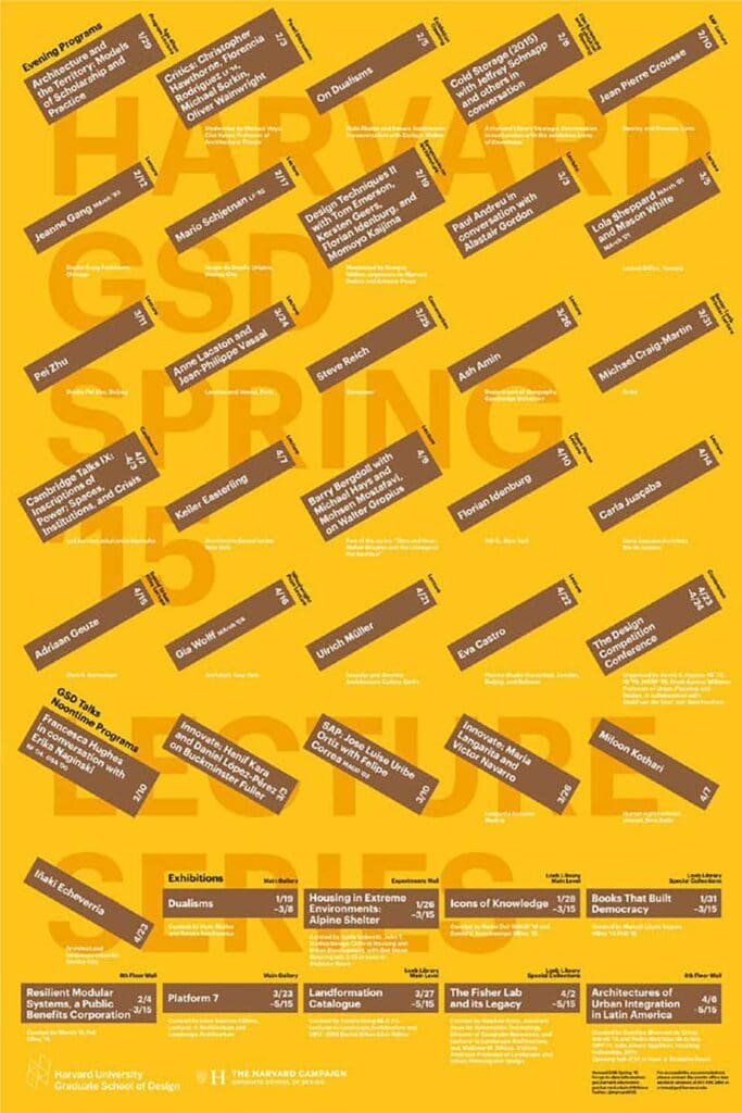2014-15 GSD Public Programs Spring Poster designed by Bruce Mau