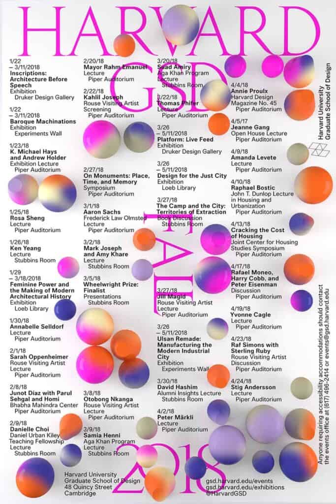 2018-19 GSD Public Programs Fall Poster designed by The Rodina