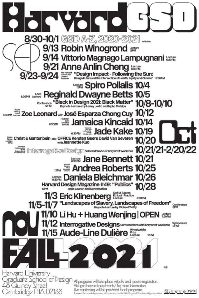 2021-22 GSD Public Programs Fall Poster designed by Harsh Patel