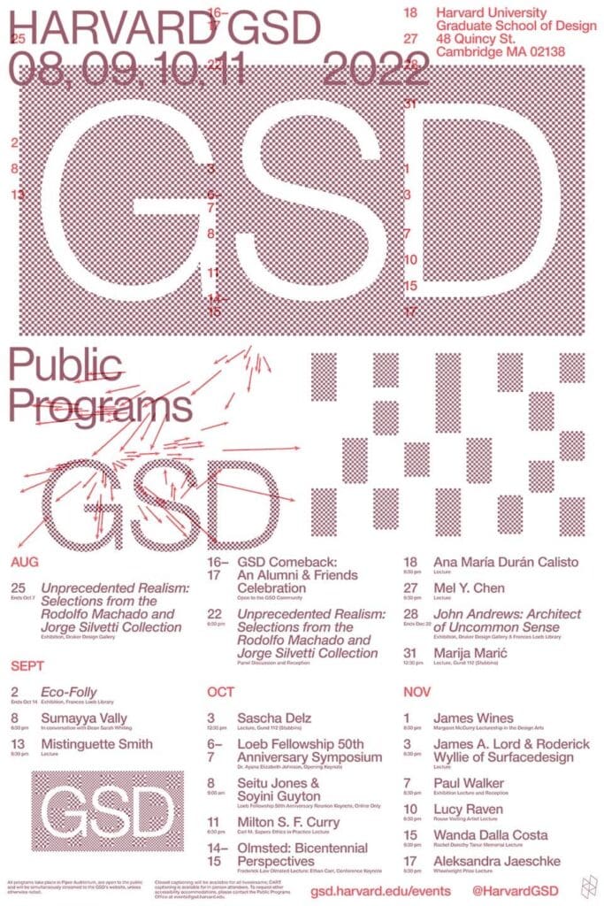 2022-23 GSD Public Programs Fall Poster designed by Ryan Gerald Nelson