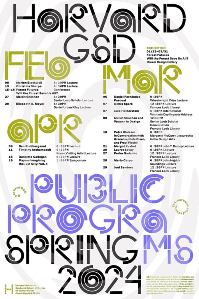 2023-24 GSD Public Programs Spring Poster designed by Offshore